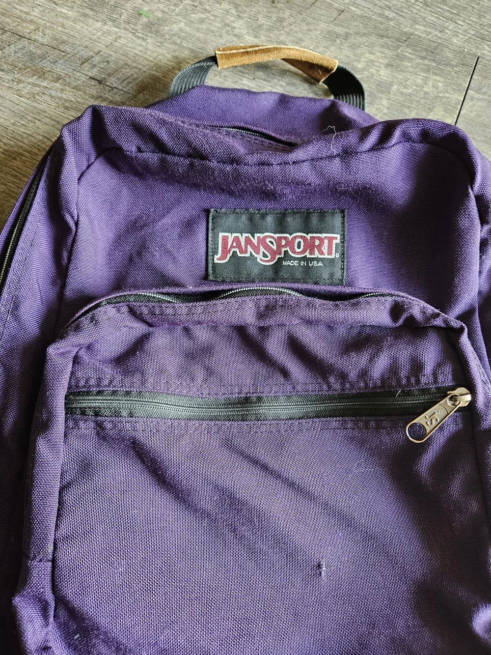 vintage JanSport Purple Canvas Backpack with Suede Base